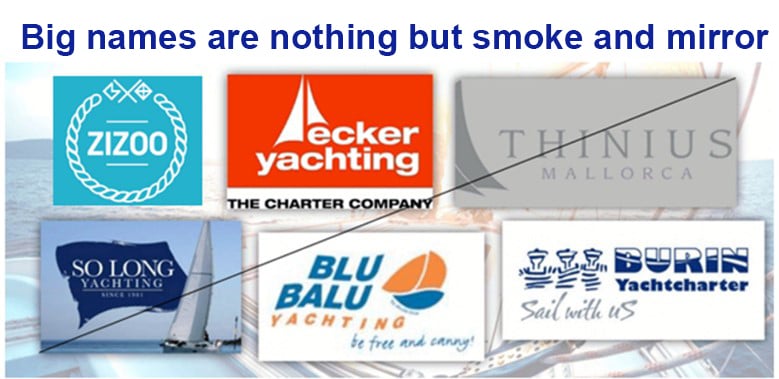 Collage of various yacht charter company logos